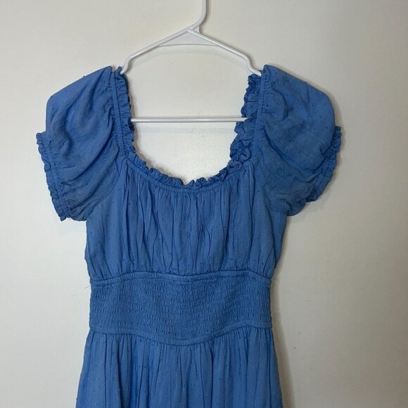 Hollister LightBlue Smocked Puff Sleeve Romper S Womens - Picture 3 of 9